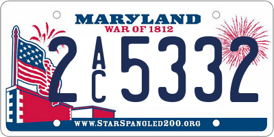 MD license plate 2AC5332