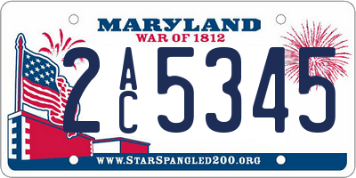 MD license plate 2AC5345