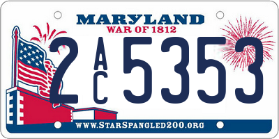 MD license plate 2AC5353