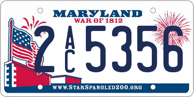 MD license plate 2AC5356