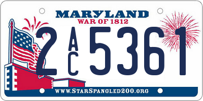 MD license plate 2AC5361