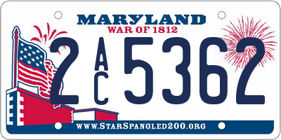 MD license plate 2AC5362