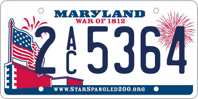 MD license plate 2AC5364