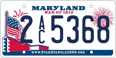 MD license plate 2AC5368