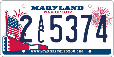 MD license plate 2AC5374