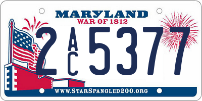 MD license plate 2AC5377