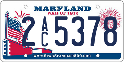 MD license plate 2AC5378