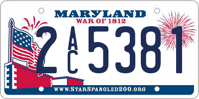 MD license plate 2AC5381