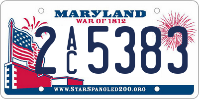 MD license plate 2AC5383