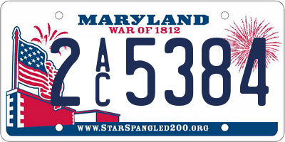 MD license plate 2AC5384