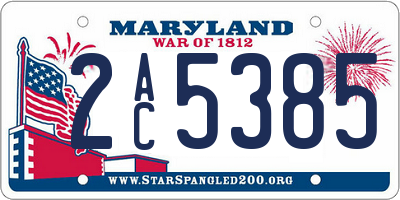 MD license plate 2AC5385