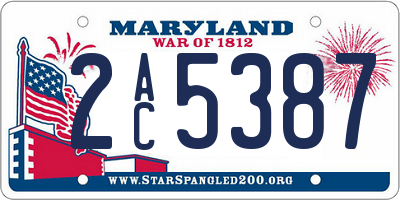 MD license plate 2AC5387