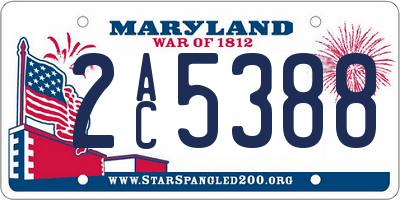 MD license plate 2AC5388
