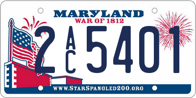 MD license plate 2AC5401