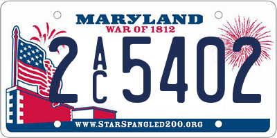 MD license plate 2AC5402