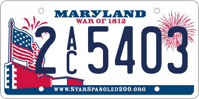 MD license plate 2AC5403