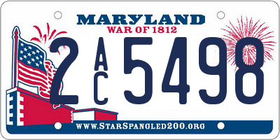 MD license plate 2AC5498