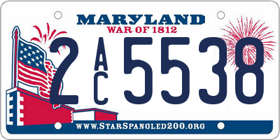 MD license plate 2AC5538