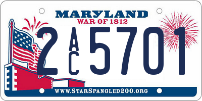 MD license plate 2AC5701