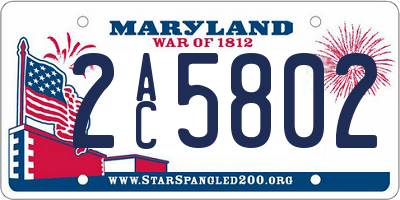 MD license plate 2AC5802