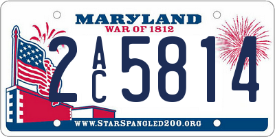 MD license plate 2AC5814