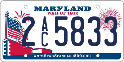 MD license plate 2AC5833