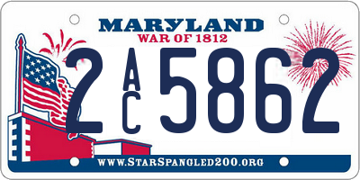 MD license plate 2AC5862