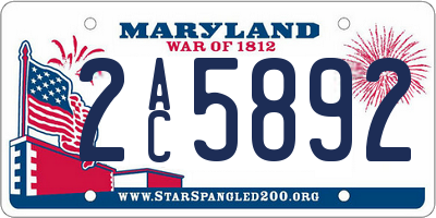 MD license plate 2AC5892