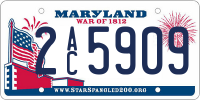 MD license plate 2AC5909