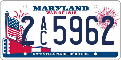 MD license plate 2AC5962