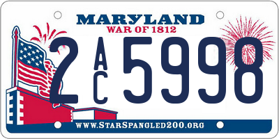 MD license plate 2AC5998