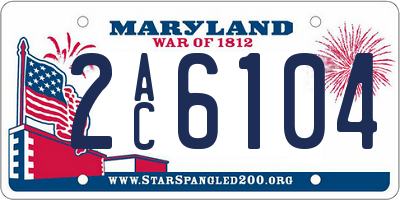 MD license plate 2AC6104
