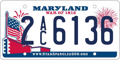 MD license plate 2AC6136