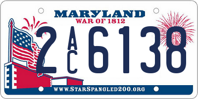 MD license plate 2AC6138