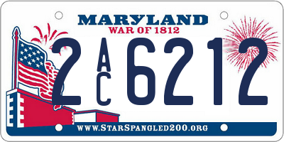 MD license plate 2AC6212