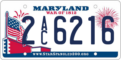 MD license plate 2AC6216