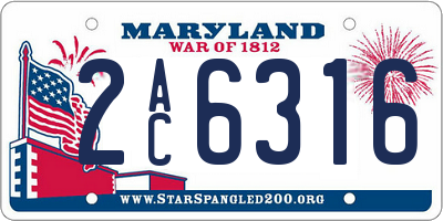 MD license plate 2AC6316