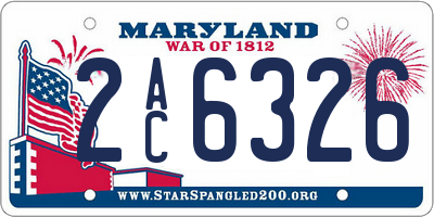 MD license plate 2AC6326