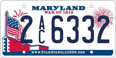 MD license plate 2AC6332