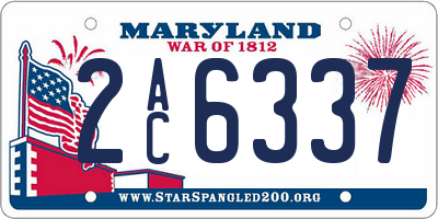 MD license plate 2AC6337