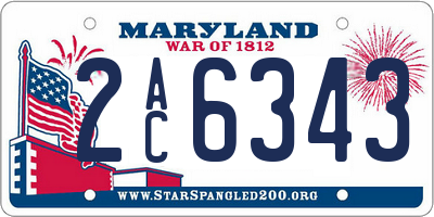 MD license plate 2AC6343