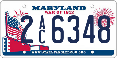 MD license plate 2AC6348