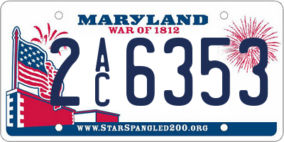 MD license plate 2AC6353