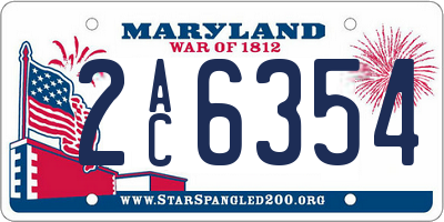 MD license plate 2AC6354