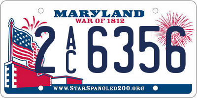 MD license plate 2AC6356