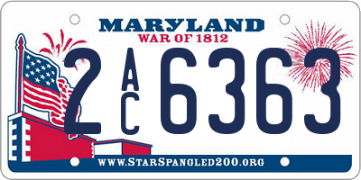 MD license plate 2AC6363