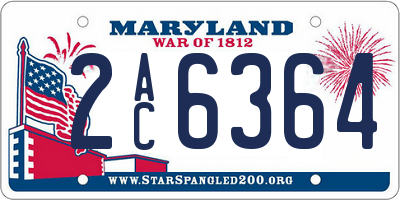 MD license plate 2AC6364