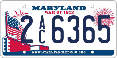 MD license plate 2AC6365