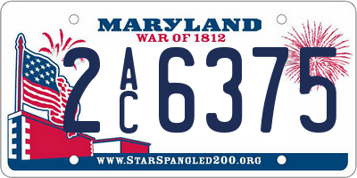 MD license plate 2AC6375