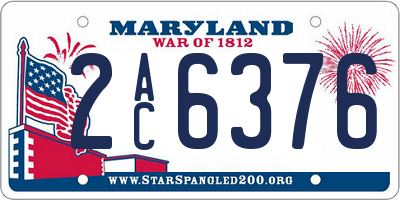 MD license plate 2AC6376
